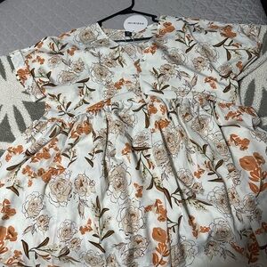 SHEIN Curve Floral Dress in Orange and Cream